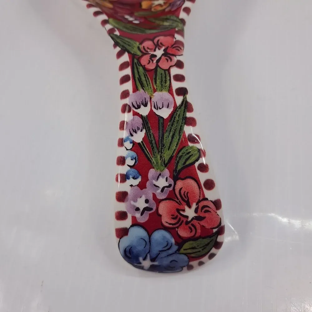 Dolly Parton Spoon rest red Garden floral Country flowers ceramic earthenware
